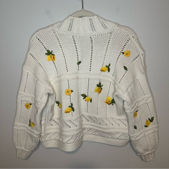 NWT Maeve Anthropologie Fruit-Embroidered Lemon 
Cardigan Sweater SZ S Petite - Picture 8 of 8